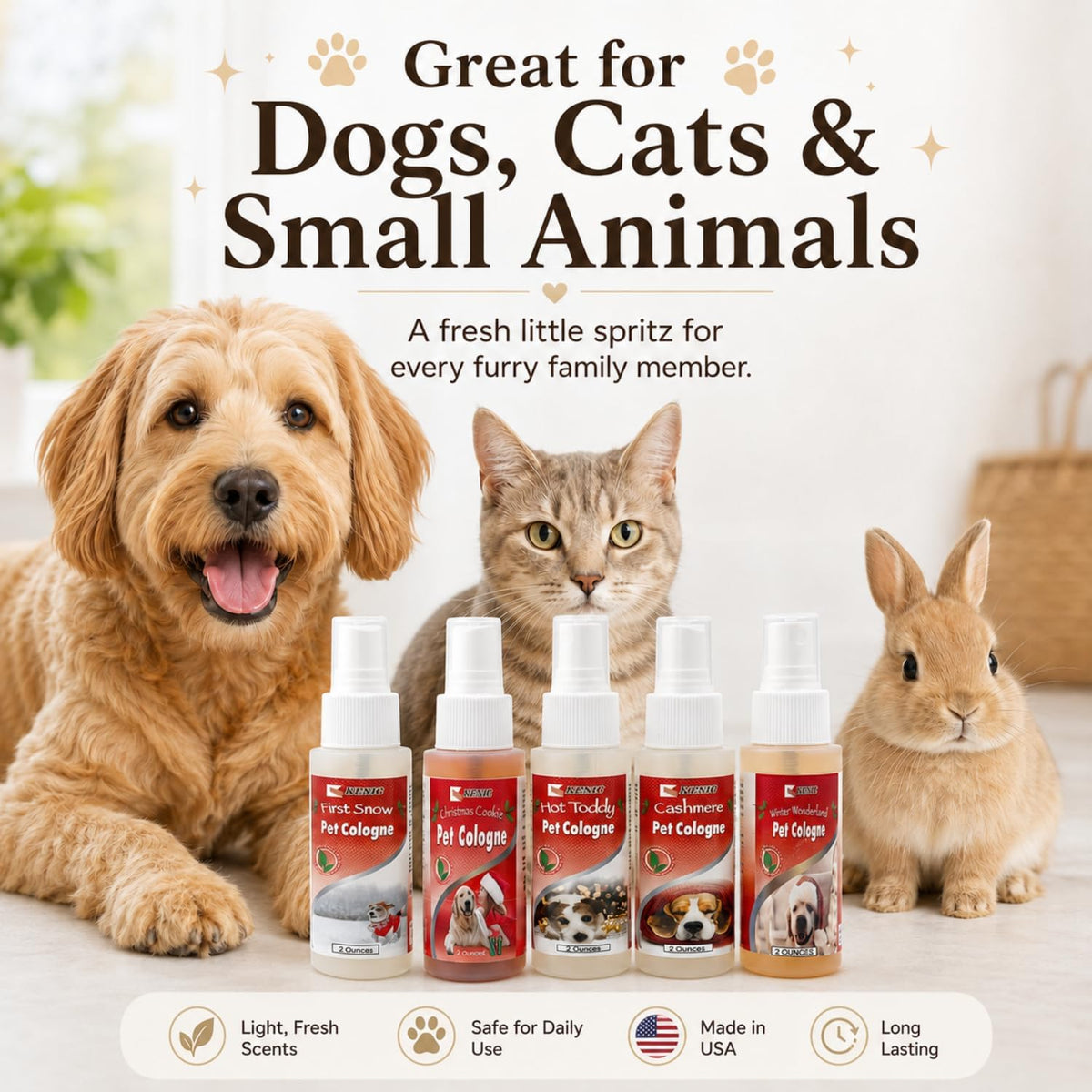 Pet Cologne, Long Lasting Scented Dog & Cat Deodorizing Spray - Holiday Variety Pack - image 3