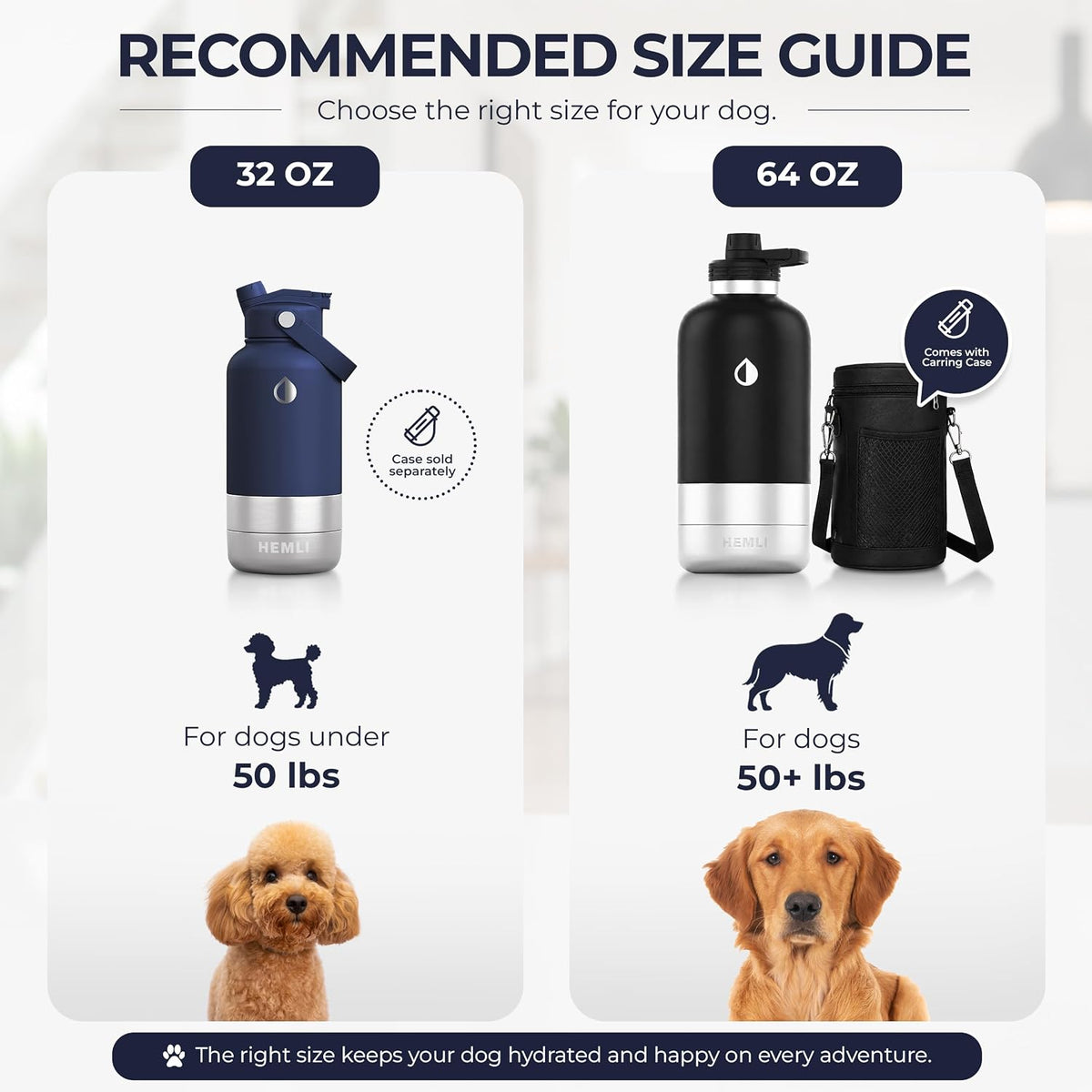 32 oz. Dog Water Bottle, Insulated Dog Travel Water Bottle - Navy Blue / 32 oz - image 4