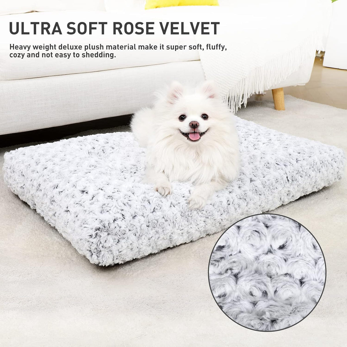 KSIIA Washable Dog Bed Medium Size Dog Crate Bed Plush Pet Mat - Grey / 23.0"L x 18.0"W x 3.0"Th - image 2