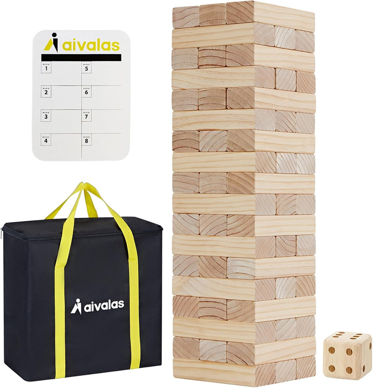 Aivalas Giant Tumble Tower 57 Blocks 4.2FT Indoor Outdoor Games - XL-Over 5 FT-60PCS