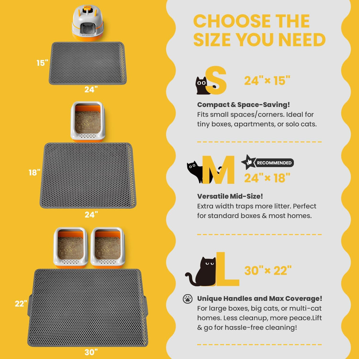 Conlun Cat Litter Trapping Mat for Small Spaces - Gray / Medium (24" x 18") - image 2