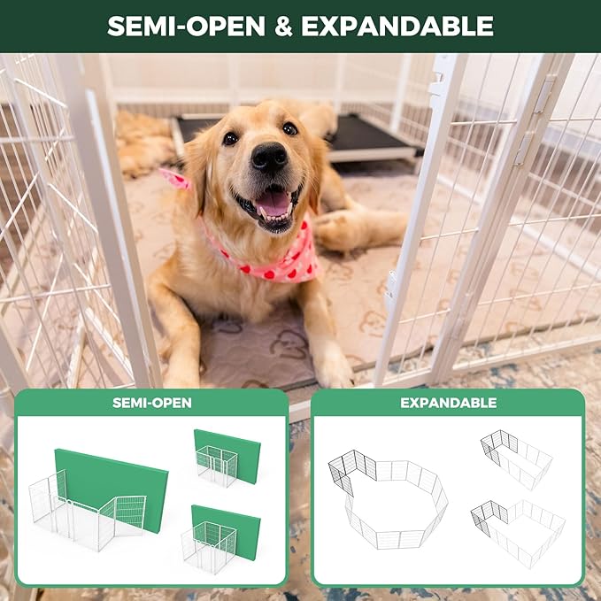 FXW Homeplus Unleashed Indoor Dog Playpen - Stress-Free and Safe Play, Heavy Duty 24 Inch 12 Wire Panels Dog Pen for Puppy and Small Dogs, White│Patented