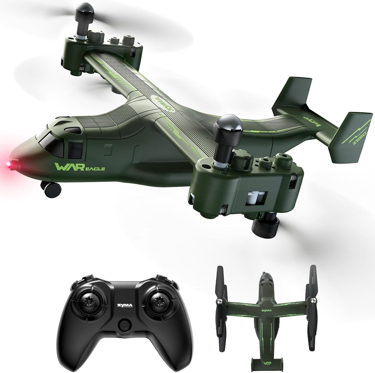 SYMA X550 RC plane, a military style 4-channel tiltrotor for beginners