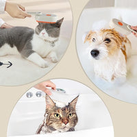 Cat Steam Brush, 3 in 1 Self Cleaning Steamy, Spray Silicone Massage Comb, Hair Removal Tool with Handle Multifunctional Grooming Brush for Cats Dogs