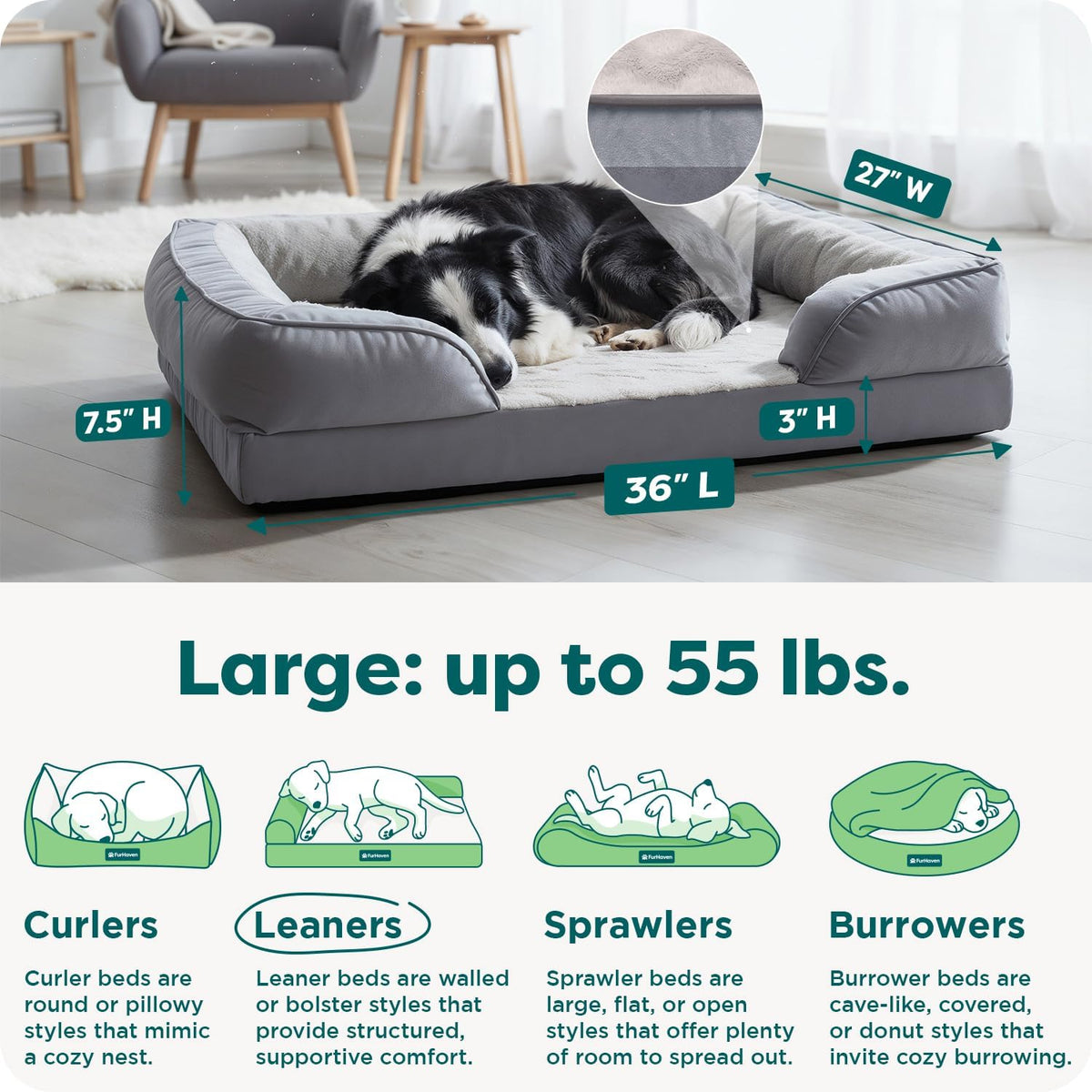 FurHaven Cooling Gel Dog Bed for Large Dogs - Large / Granite Gray - image 3
