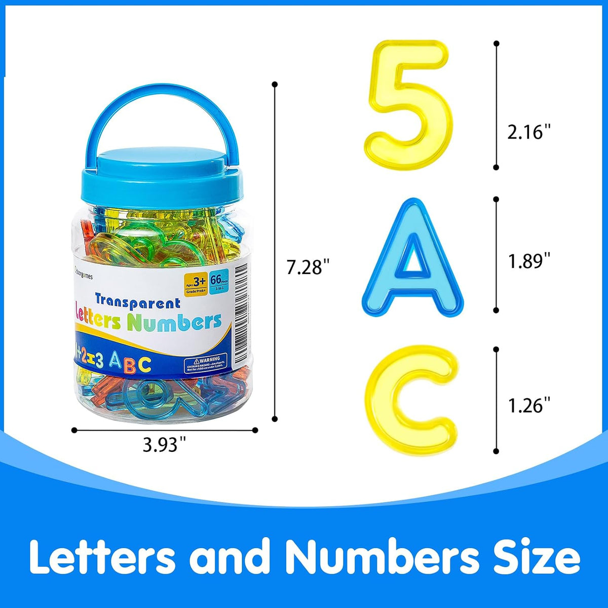 66 Pcs Translucent Letters and Numbers, Light Table Toys - Letters and Numbers - image 3