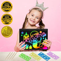 ZMLM Scratch Paper Art Craft: 2 Pack Rainbow Scratch Set for 3 4 5 6 - Mermaid - image 2