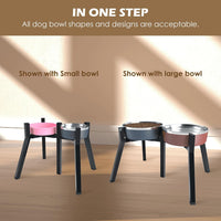 Dog Bowl Stand for Medium & Large Dogs, Adjustable Width 7-10.7" - Height: 13.7", Width: 7-10.6" / 2-in-1 Black - image 4
