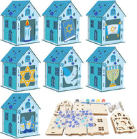 Fennoral 7 pack wooden 3D pumpkin house craft kit for kids Halloween decorating - view 8