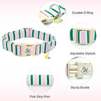 Elegant little tail Dog Collar - Pink&Green Strip / Small (Pack of 1) - image 2