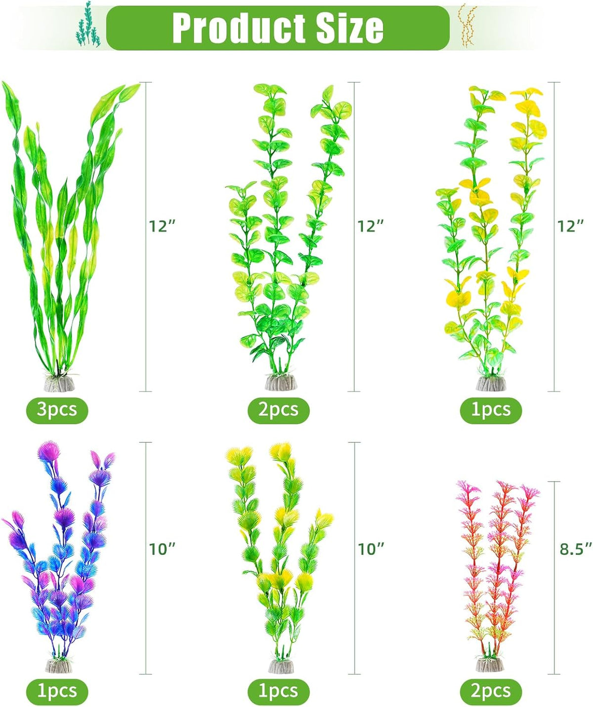 AQUANEAT Artificial Fish Tank Plants - Multi Color - image 4