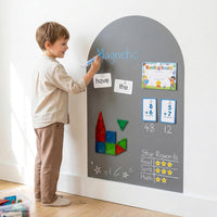 Qiytecno magnetic arch wall decal in quiet gray with chalk drawing - view 3
