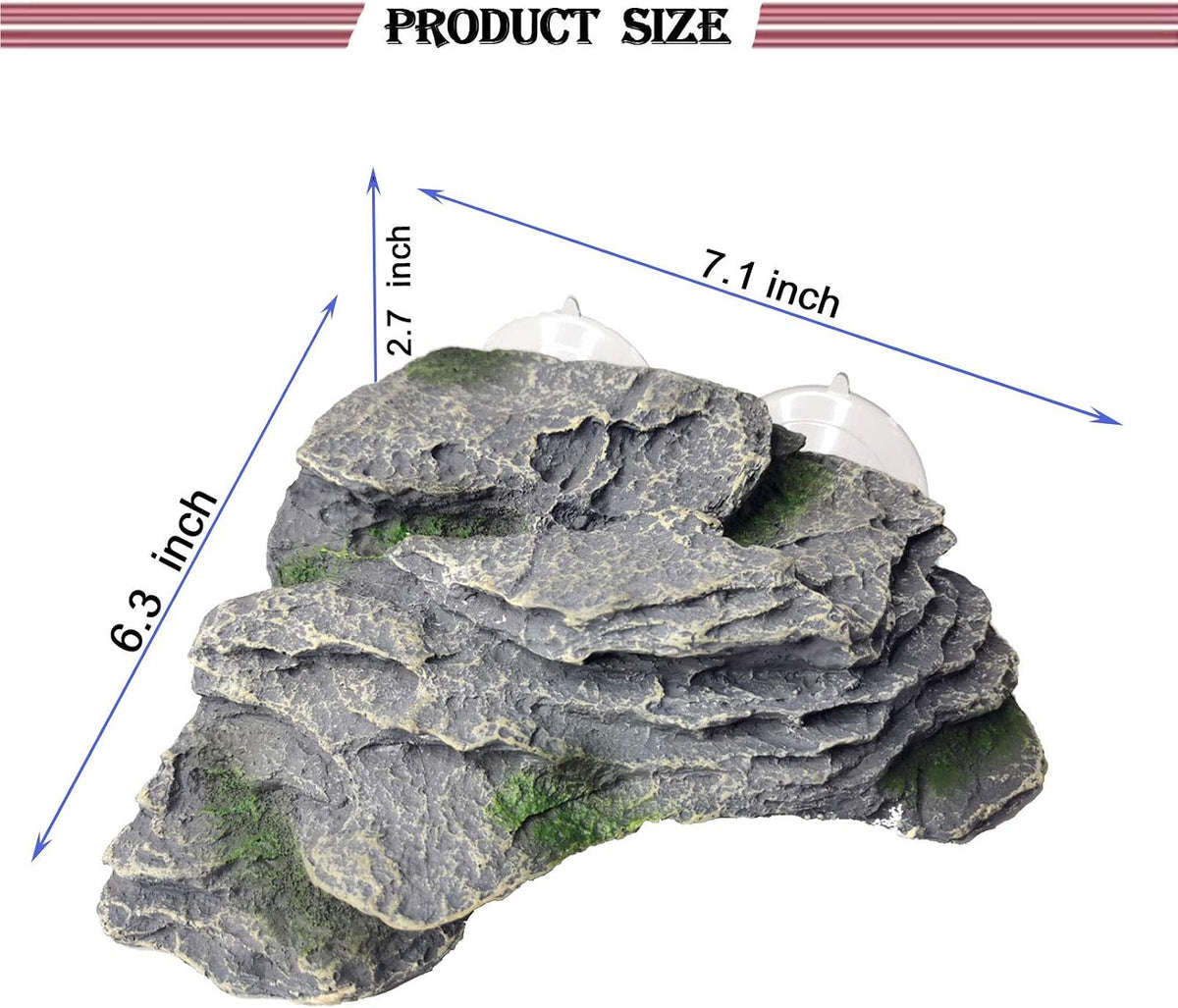 PINVNBY Basking Platform for Turtles Tortoise Dock Resin Resting Rock - 【L:7.1”Lx6.3”Wx2.7”H】 / 【Bronze】 - image 3