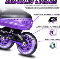 PAPAISON Adjustable Inline Skates for Kids and Adults with Full Light - A purple / Small - Little Kid (11C-1 US) - image 2