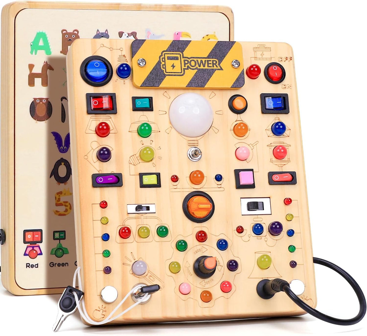 Busy Board with LED Light Switches - Large Busy Board