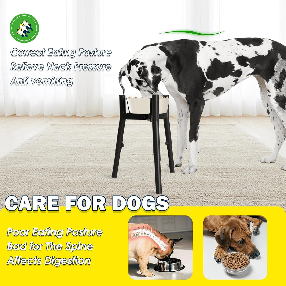 SHAINFUN Grey Metal Stand for Large Dogs - Height: 9.8-13.4", Width: 7-10.7" / Black-HU - image 3