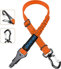 IOKHEIRA Dog Seatbelt, Updated Adjustable Harness Reflective Bungee Dog Car Seat Belt with Aviation - Carrot Orange