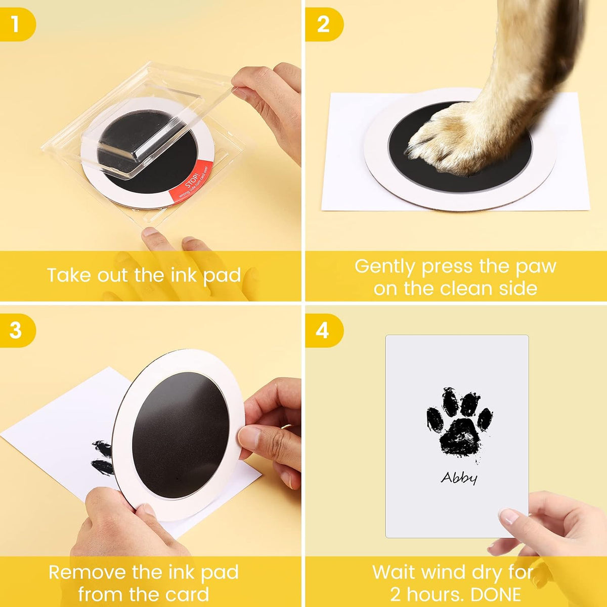 Nabance Inkless Paw Print Kit for Dogs, Cats - Black / 3-Pack - image 3