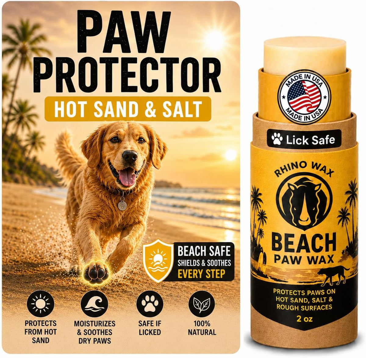 Dog Paw Protector for Hot Pavement, Asphalt, Streets & Sidewalks – Essentials for Dogs - Paw Beach Wax