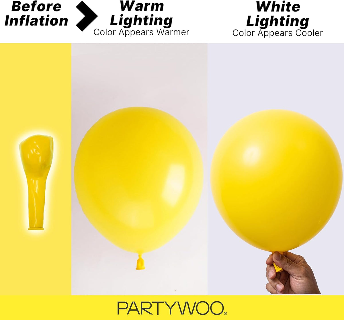 PartyWoo White Balloons 155pcs Matte White Latex Balloons Different - Yellow-y55 / 5/10/12/18 inch - image 3