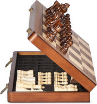 ELONGDI 15 inch folding magnetic wooden chess set with walnut finish