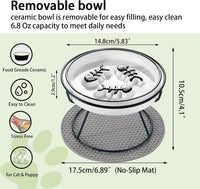 Ceramic Elevated Slow Feeder Cat Bowl, Anti Vomit - 2PCS Black - image 2