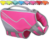 VIVAGLORY Dog Life Vest Neoprene Dog Swim Vest, M - Pink / M: 22-26in (Ribcage Girth)