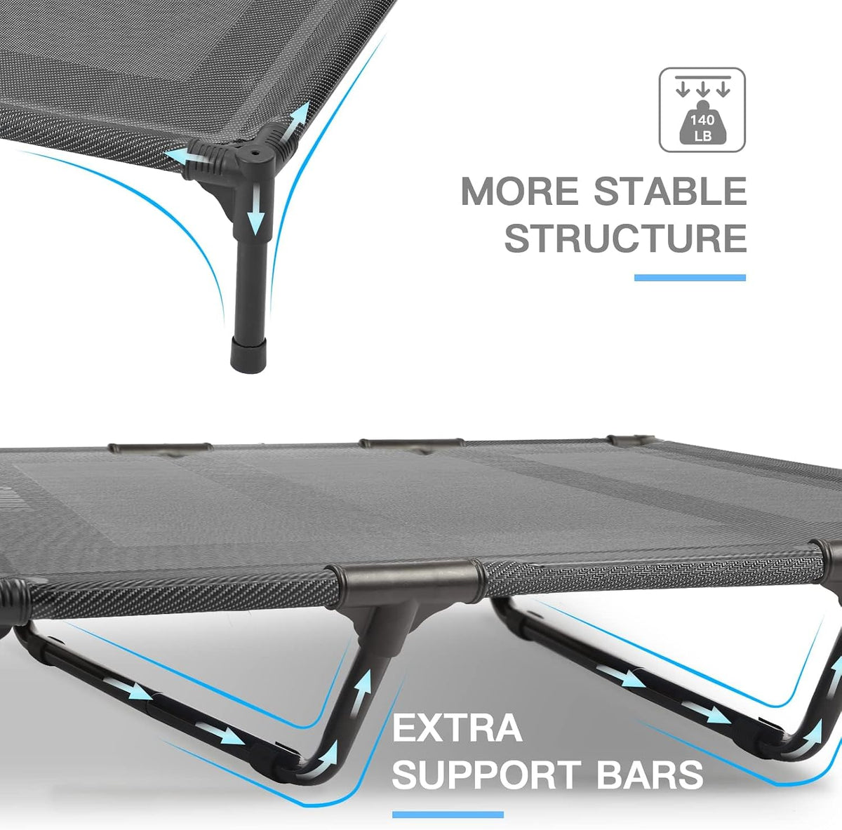 Elevated Dog Bed for Large Dogs 120lb - XL (48"L x 36"W x 9"H) / Grey - image 2