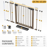 Cumbor 29.7-40.6" Baby Gate for Stairs, Mom's Choice Awards Winner-Dog Gate for Doorways, Pressure Mounted Self Closing Pet Gates for Dogs Indoor, Durable Safety Child Gate with Easy Walk Thru Door