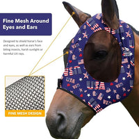 Harrison Howard Super Comfort Stretchy Fly Mask Large Eye Space with UV Protection Soft on Skin with Breathability Classic Letters S