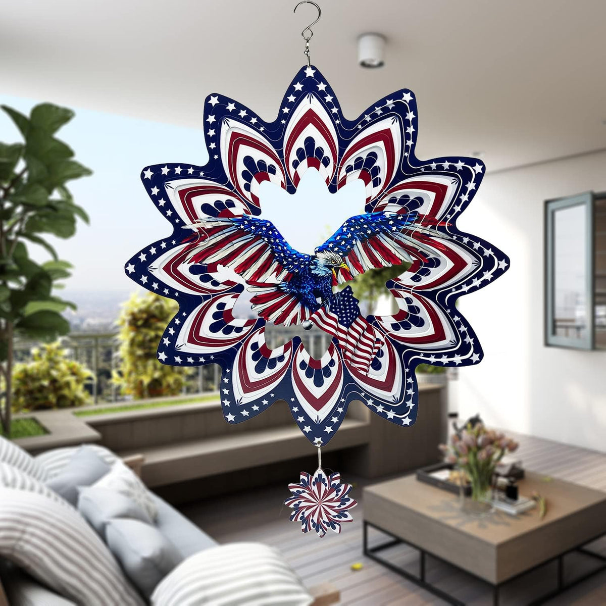 FANTAART Christmas wind spinner, 12 inch stainless steel snowman yard sculpture - view 10