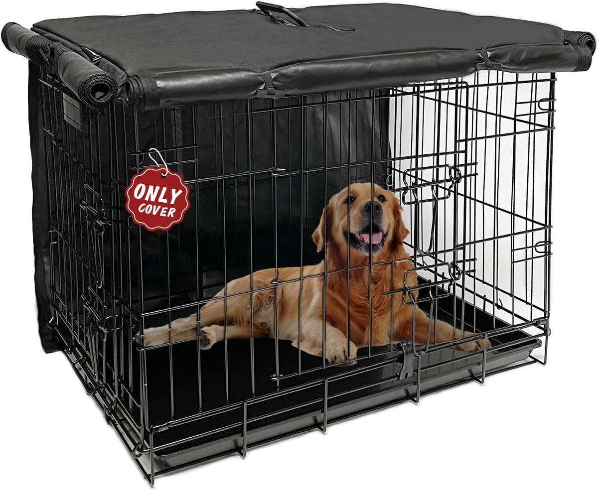 Dog Crate Cover 48 Inch Waterproof 600D Oxford with 1-3 Doors – Essentials for Dogs - 30.0"L x 19.0"W x 21.0"H / Black Cover(only Cover)
