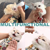 Cat Grooming Wrap, 2pcs [L+XL] Cat Restraint Wrap for Nail Clipping, Ear Cleaning, and Teeth Brushing, Self-Adherent, Anti-Bite, Anti-Scratch, Anti Scratch, Cow White