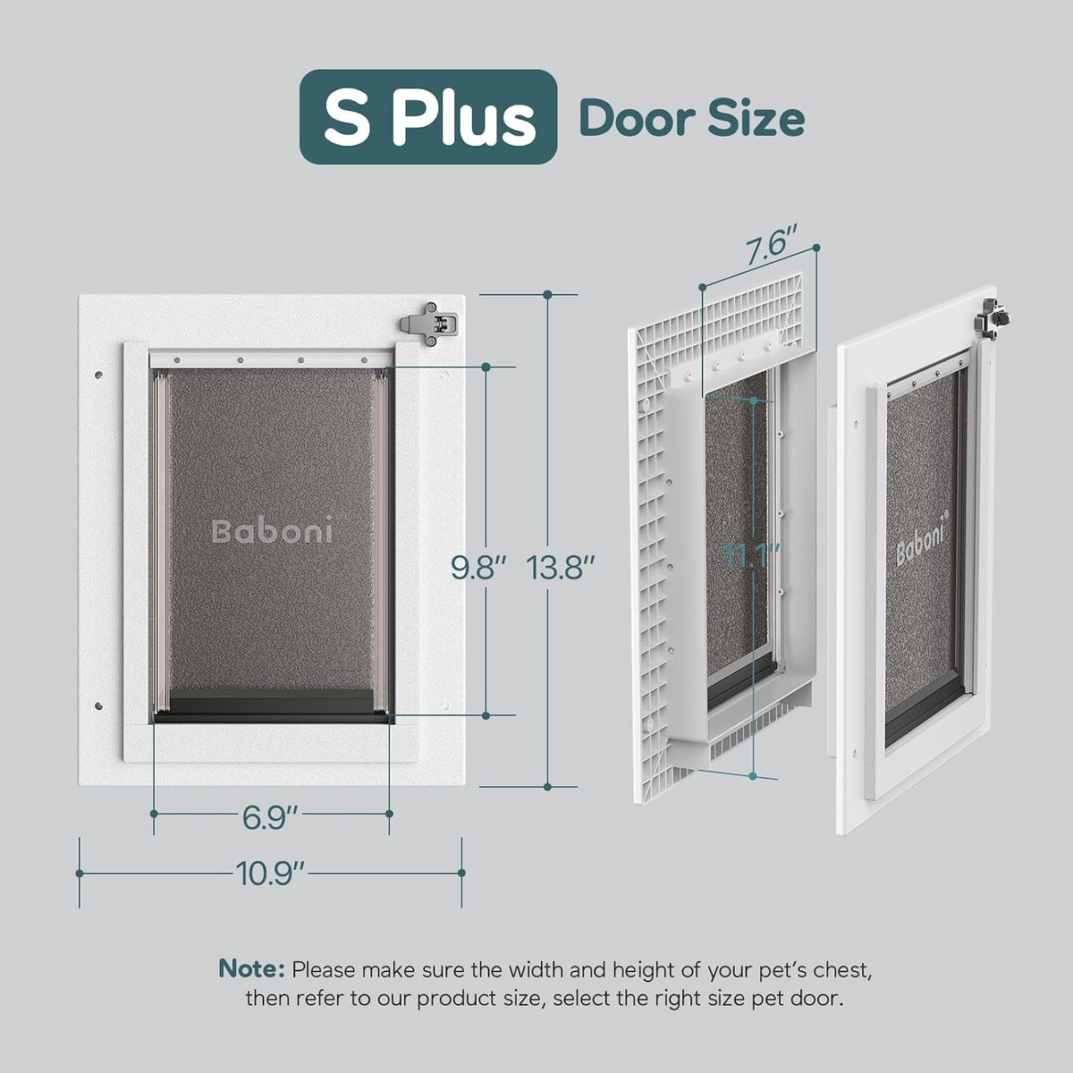 Baboni Dog Door for Door, 3-Flap, Durable Plastic Frame - Snow White / Small(Plus) / Plastic Frame - image 2