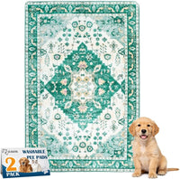 Washable Pee Pads for Dogs, Non-Slip Potty Pads - Green Medallion / 40"x26" (Pack of 2)