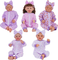 BABESIDE 5 Sets of Reborn Baby Doll Clothes, Headbands for 17 - Purple