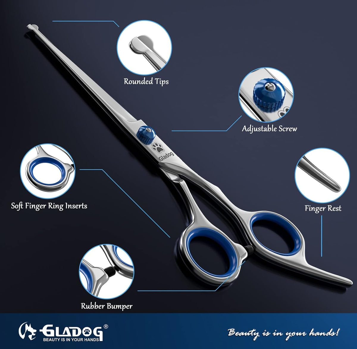 Dog Grooming Scissors Kit with Safety Round Tips - Classic - image 3