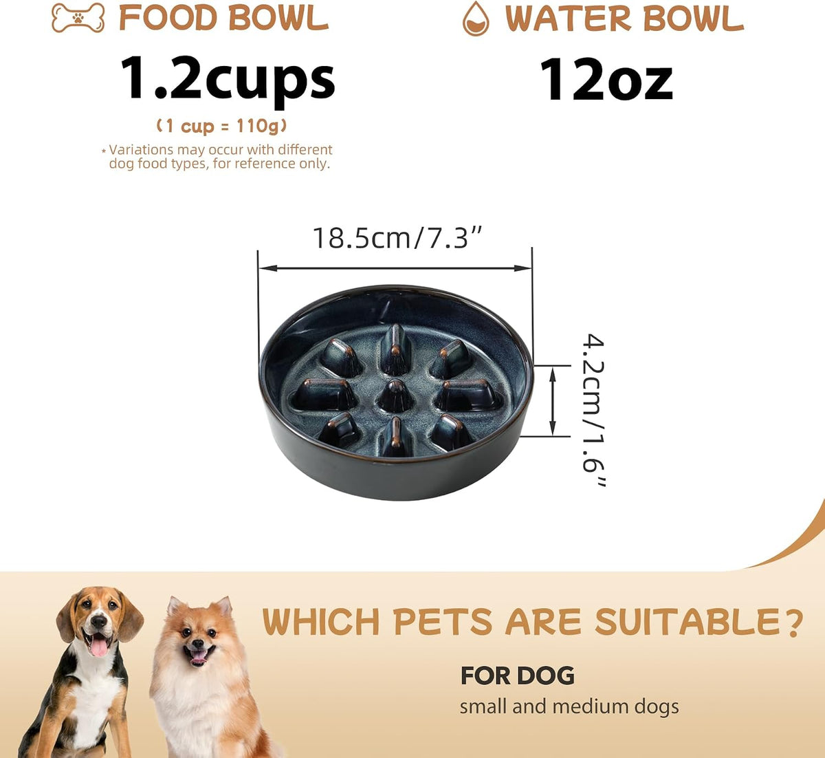 Raised Slow Feeder Dog Bowls, Elevated Dog Bowls Slow Feeder – Essentials for Dogs - 1 x Starry Sky - C / M- 7.3inch / 1.2 Cups - image 2