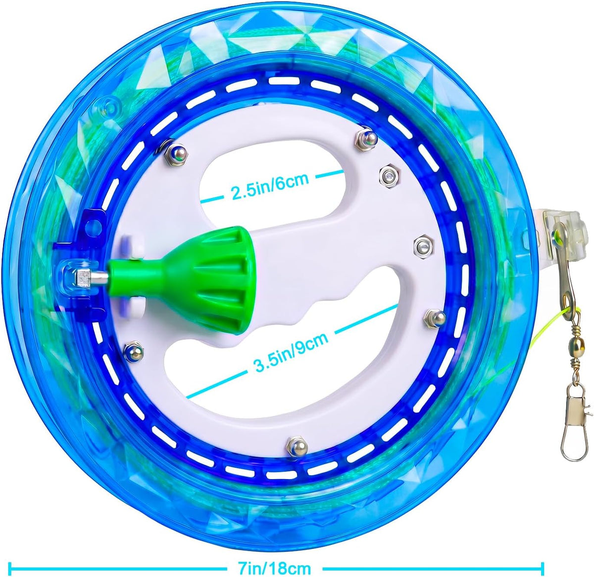 YFAFENGS blue kite string reel with safety lock and 1000 ft of kite line - view 4