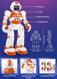 Robot Toys for Kids, Rechargeable Remote & Gesture Control Robots – Fun for Kids & Family - Orange - image 2