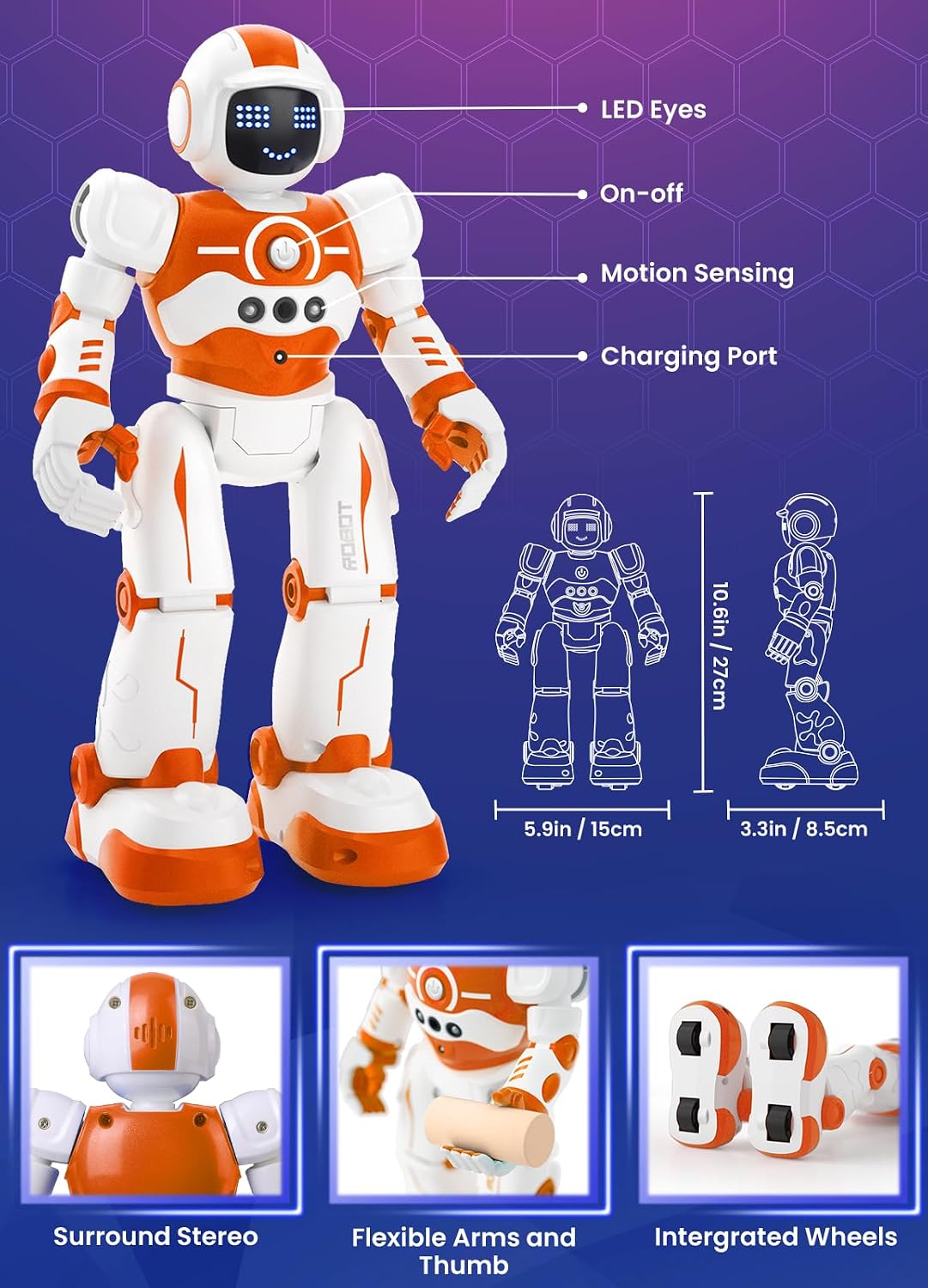 Robot Toys for Kids, Rechargeable Remote & Gesture Control Robots – Fun for Kids & Family - Orange - image 2