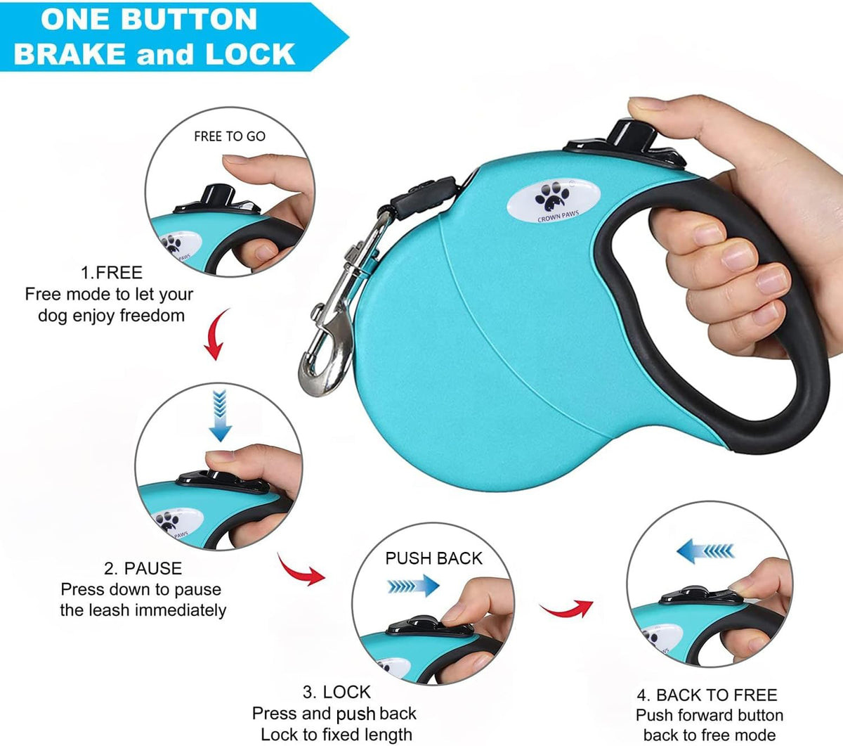 16ft Retractable Dog Leash for Large Breed Dogs up to 110 lbs - Small / Blue - image 4