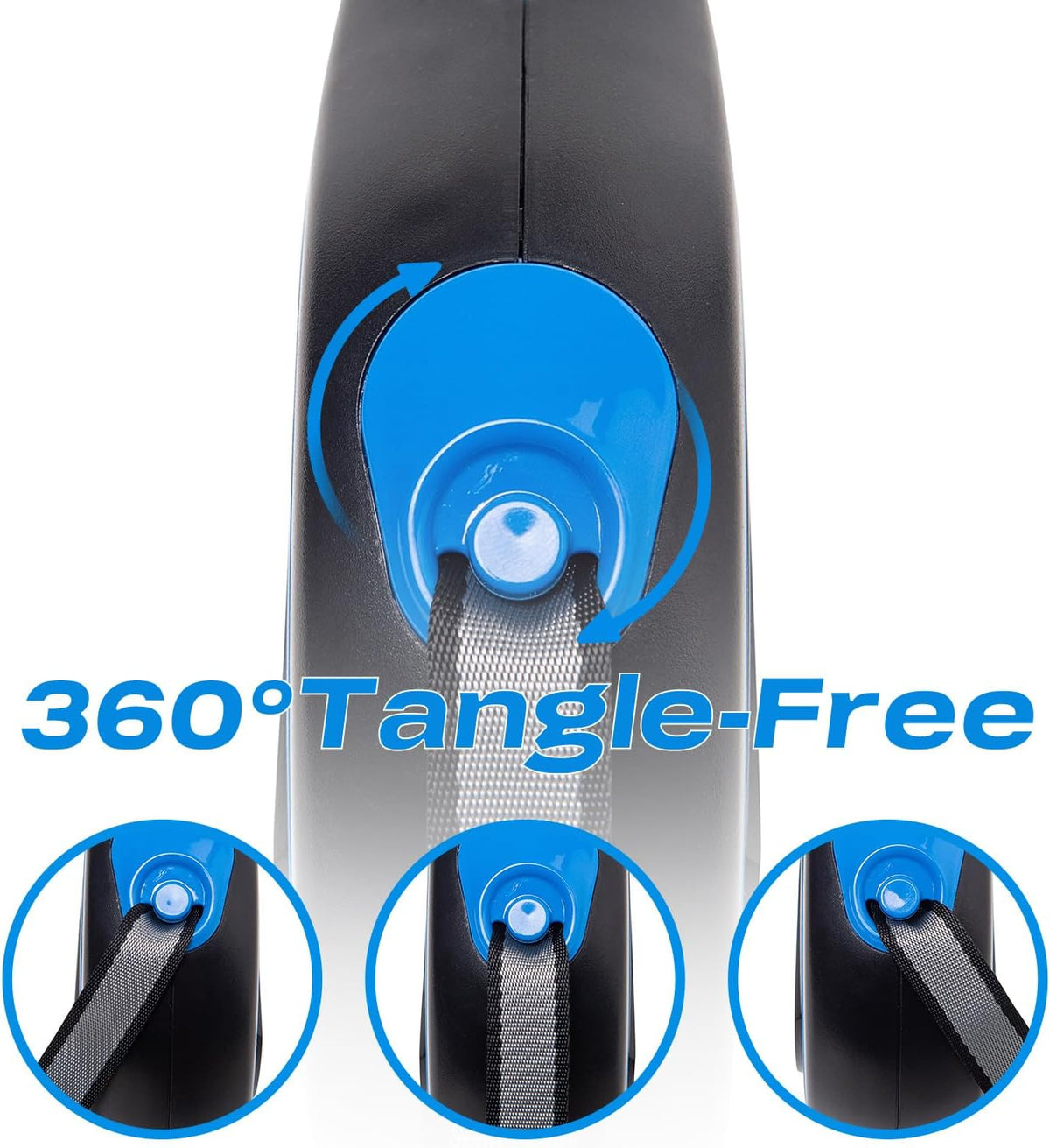 Retractable Dog Leash, 26ft Dog Leash for Small Medium Large Dogs Up to 110lbs, 360° Tangle-Free - 16 ft / Black Blue - image 4