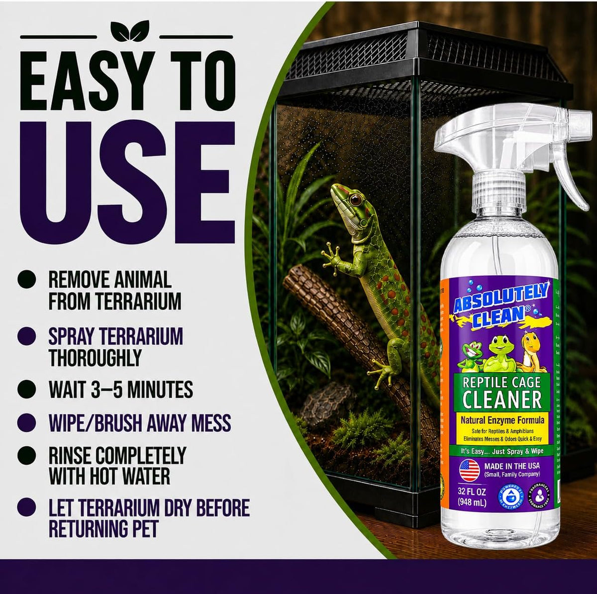 Absolutely Clean Amazing Reptile & Amphibian Terrarium Cleaner - 32 Fl Oz (Pack of 1) - image 3