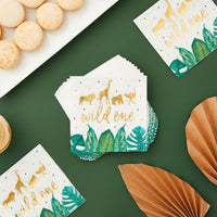 Sparkle and Bash It's a Boy Napkins, Blue & Gold Foil, 3-Ply - Wild one / 5 x 5 Inches - image 2