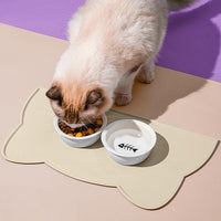 Cat Food Mat, Silicone Non Slip Dog Bowl Mat Waterproof Cat Feeding Mat Stop Food Spills and Water - Beige / 24"L x 14"W - image 2