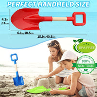 Amarlozn 16 inch kids beach sand shovels with long wooden handles, avocado color set of 3 - view 11