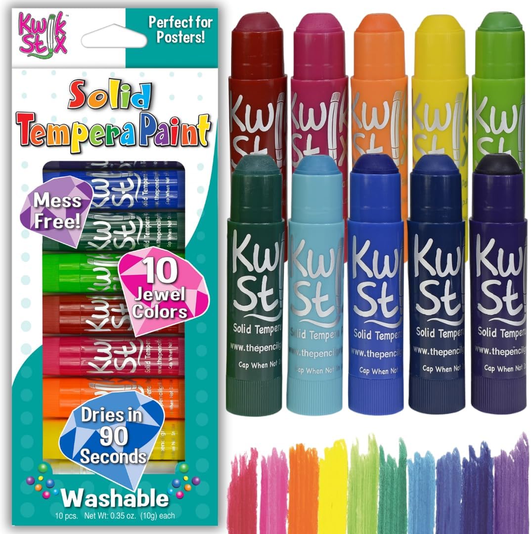Kwik Stix solid tempera paint sticks, 10 pack of jewel tone colors with twist-up tubes - view 2