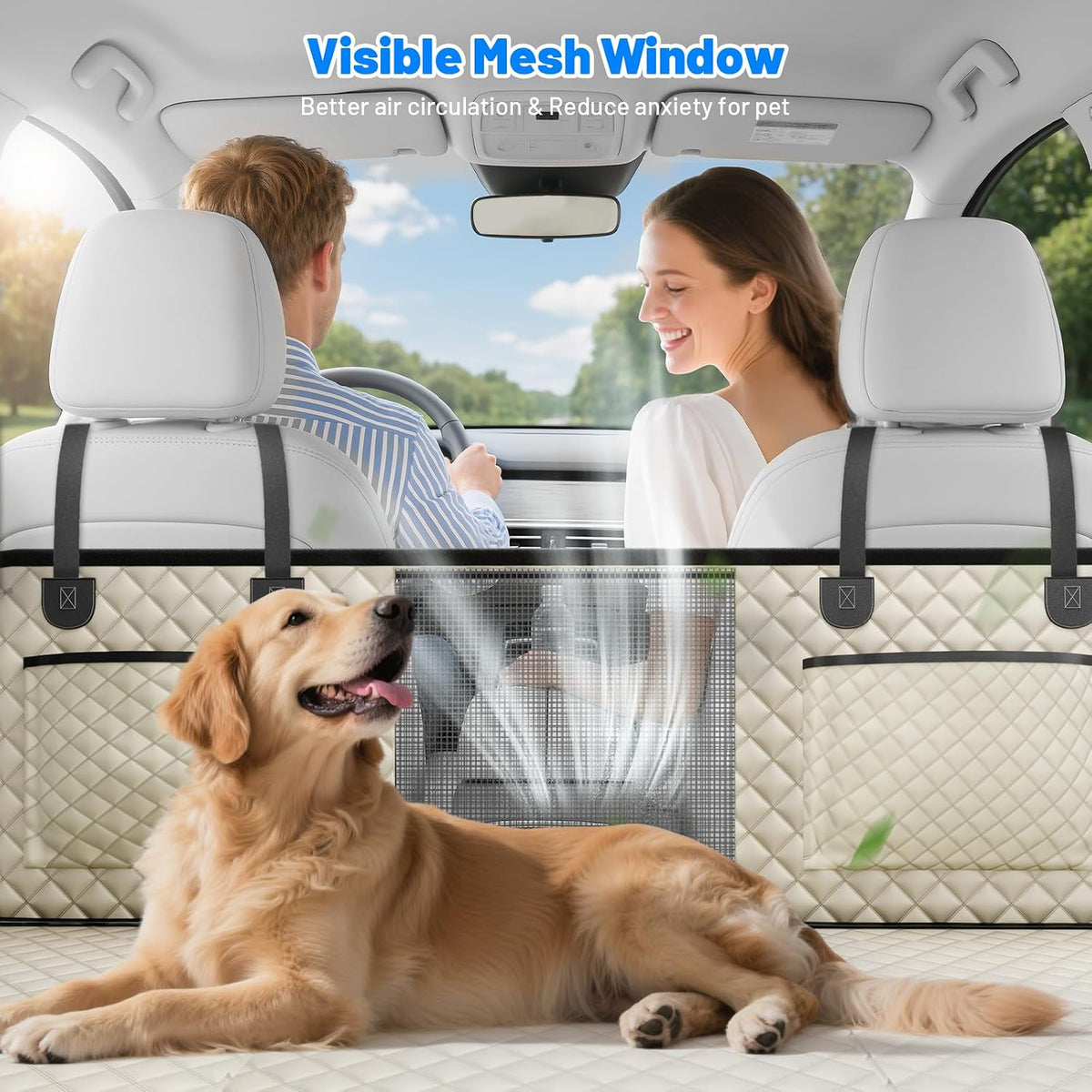 Dog Car Seat Cover for Back Seat - Khaki / L - For Cars/SUV/ Sedans/MPV - image 3