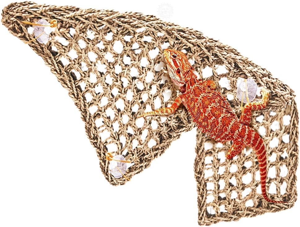 SunGrow Leopard Gecko, Hermit Crab, Reptile Hammock, Handwoven - 2 Piece (11 x 7.8 in)